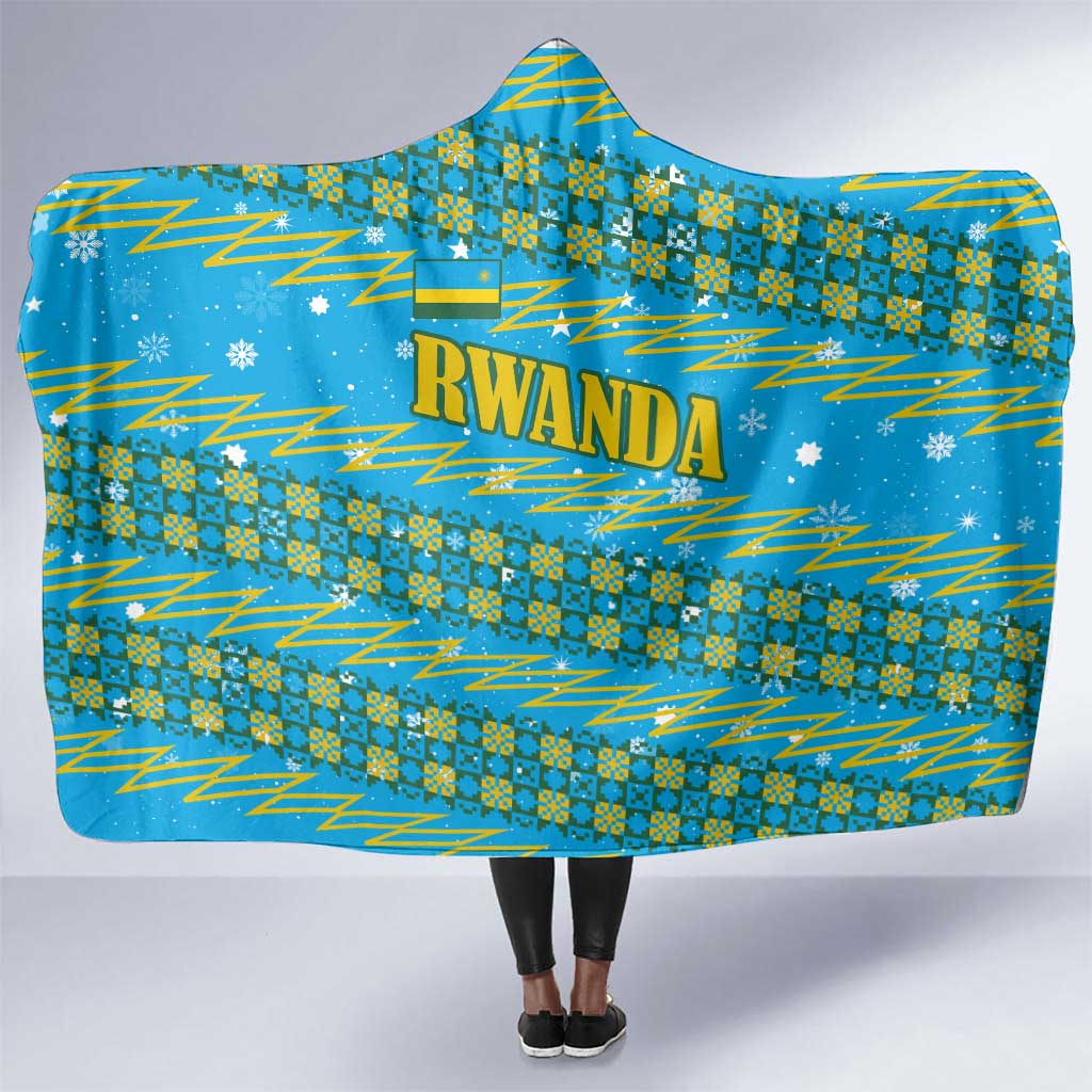 Rwanda Christmas Hooded Blanket Festive Geometric Motifs and Bold Typography - African Pride