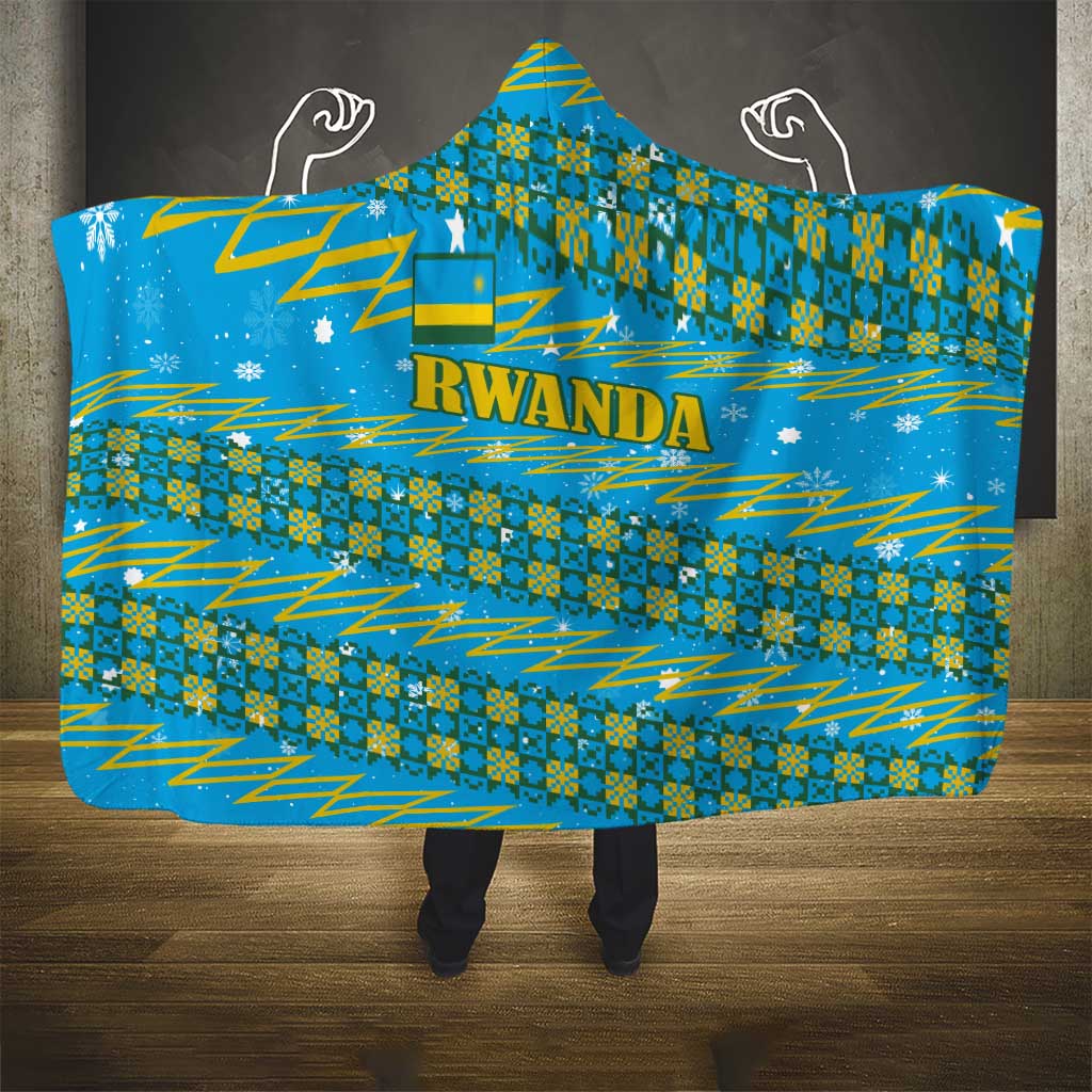 Rwanda Christmas Hooded Blanket Festive Geometric Motifs and Bold Typography - African Pride