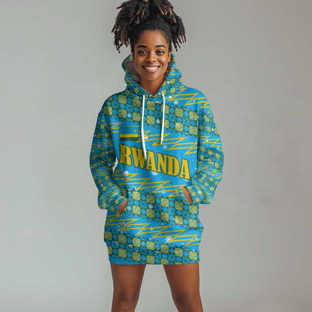 Rwanda Christmas Hoodie Dress Festive Geometric Motifs and Bold Typography - African Pride