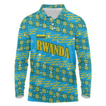 Rwanda Christmas Long Sleeve Polo Shirt Festive Geometric Motifs and Bold Typography - African Pride