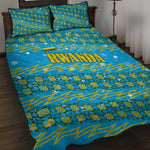 Rwanda Christmas Quilt Bed Set Festive Geometric Motifs and Bold Typography - African Pride
