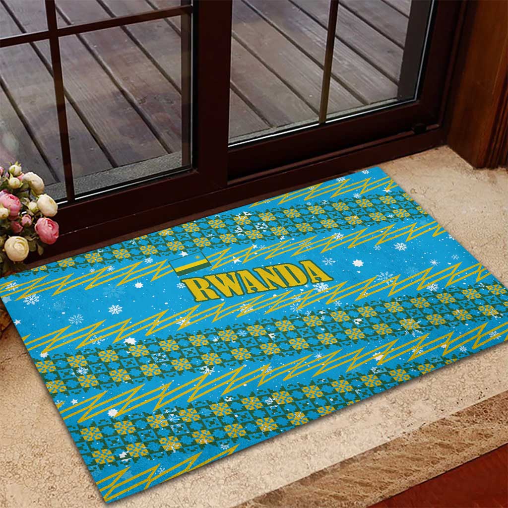 Rwanda Christmas Rubber Doormat Festive Geometric Motifs and Bold Typography - African Pride