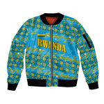 Rwanda Christmas Sleeve Zip Bomber Jacket Festive Geometric Motifs and Bold Typography - African Pride