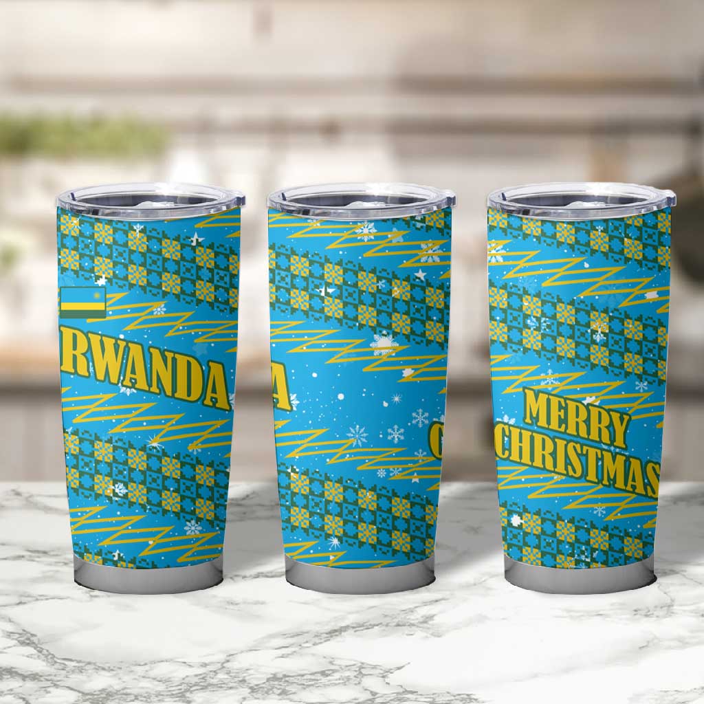 Rwanda Christmas Tumbler Cup Festive Geometric Motifs and Bold Typography - African Pride