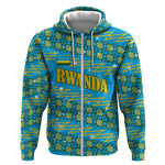 Rwanda Christmas Zip Hoodie Festive Geometric Motifs and Bold Typography - African Pride