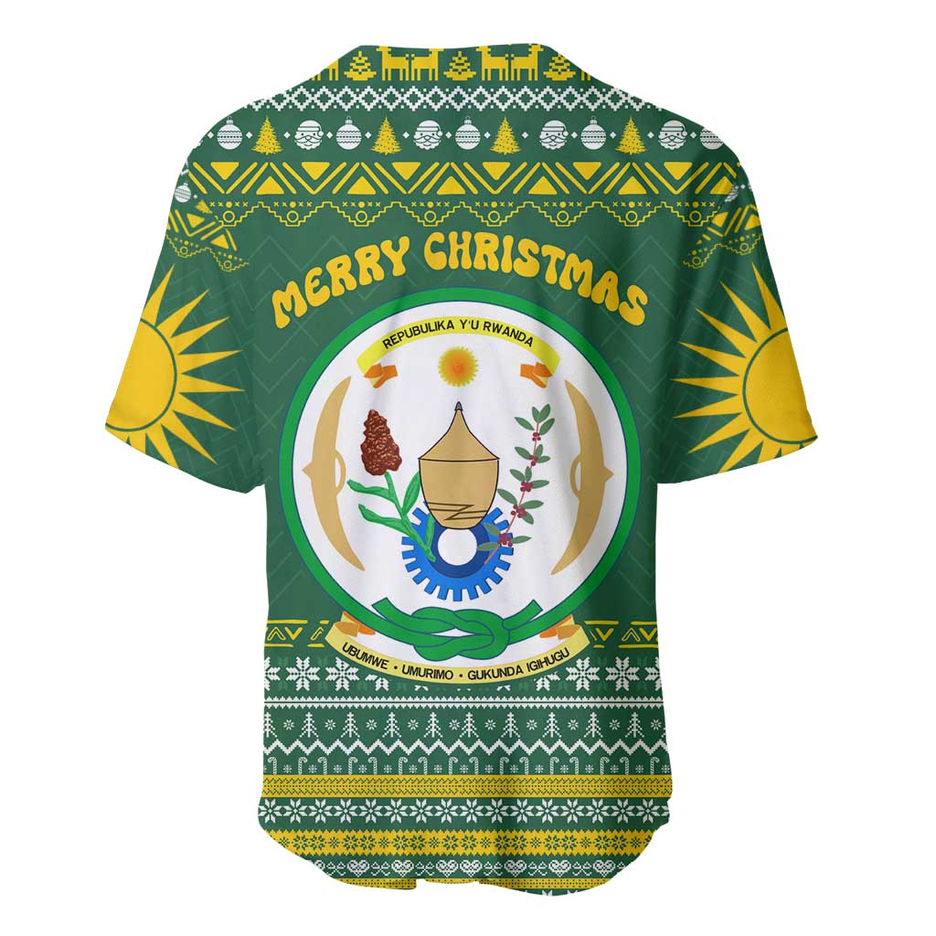 Rwanda Christmas Baseball Jersey National Emblem and Radiant Sun Motif - African Pride