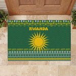 Rwanda Christmas Rubber Doormat National Emblem and Radiant Sun Motif - African Pride