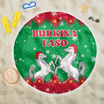 Christmas Burkina Faso Beach Blanket Snowflake Horses and Coat of Arms - African Pride