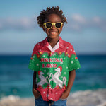 Christmas Burkina Faso Kid Hawaiian Shirt Snowflake Horses and Coat of Arms - African Pride