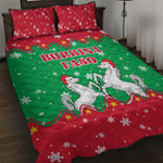 Christmas Burkina Faso Quilt Bed Set Snowflake Horses and Coat of Arms - African Pride