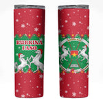 Christmas Burkina Faso Skinny Tumbler Snowflake Horses and Coat of Arms - African Pride