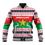 Christmas Burkina Faso Baseball Jacket Reindeer Star Design - African Pride
