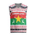 Christmas Burkina Faso Christmas Knitted V-Neck Vest Reindeer Star Design - African Pride