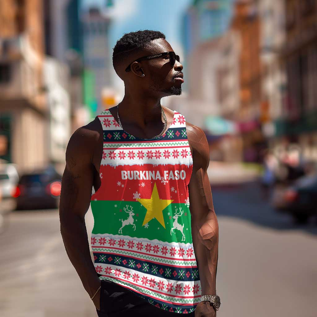 Christmas Burkina Faso Men Tank Top Reindeer Star Design - African Pride