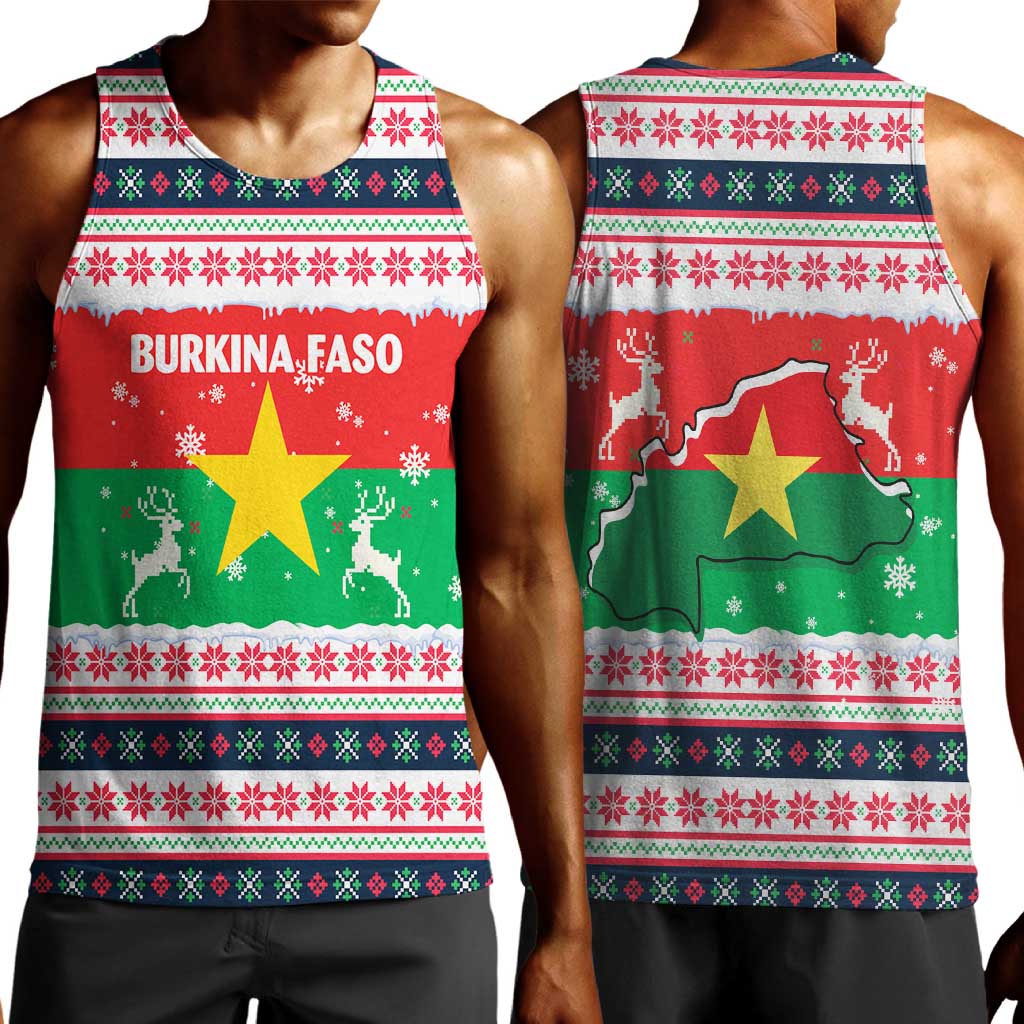 Christmas Burkina Faso Men Tank Top Reindeer Star Design - African Pride