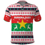 Christmas Burkina Faso Polo Shirt Reindeer Star Design - African Pride