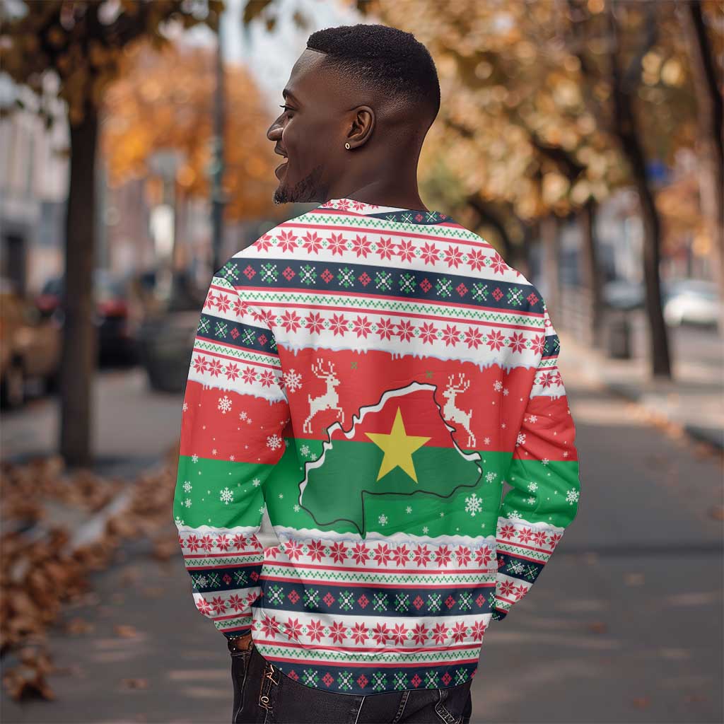 Christmas Burkina Faso Sweatshirt Reindeer Star Design - African Pride