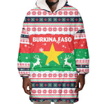 Christmas Burkina Faso Wearable Blanket Hoodie Reindeer Star Design - African Pride
