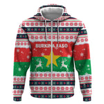 Christmas Burkina Faso Zip Hoodie Reindeer Star Design - African Pride