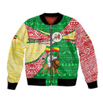 Ethiopia Christmas Bomber Jacket Santa Riding Lion Ethiopian Flag Colors and Tribal - African Pride