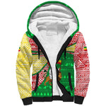 Ethiopia Christmas Sherpa Hoodie Santa Riding Lion Ethiopian Flag Colors and Tribal - African Pride