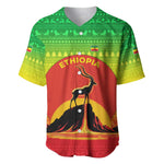 Ethiopia Christmas Baseball Jersey Mountain Gazelle Sunset Ethiopian Flag - African Pride