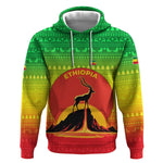 Ethiopia Christmas Hoodie Mountain Gazelle Sunset Ethiopian Flag - African Pride