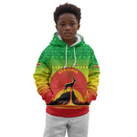 Ethiopia Christmas Kid Hoodie Mountain Gazelle Sunset Ethiopian Flag - African Pride
