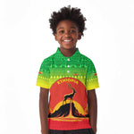Ethiopia Christmas Kid Polo Shirt Mountain Gazelle Sunset Ethiopian Flag - African Pride