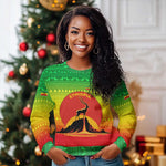 Ethiopia Christmas Ugly Christmas Sweater Mountain Gazelle Sunset Ethiopian Flag - African Pride