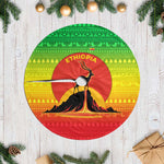 Ethiopia Christmas Tree Skirt Mountain Gazelle Sunset Ethiopian Flag - African Pride
