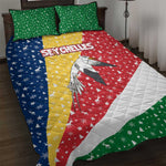 Seychelles Christmas Quilt Bed Set Flag Colors Tropical Bird Motif and National Coat of Arms - African Pride