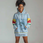 Seychelles Christmas Hoodie Dress Ocean Blue Marlin Fish Artwork and Surfing Santa Motif - African Pride