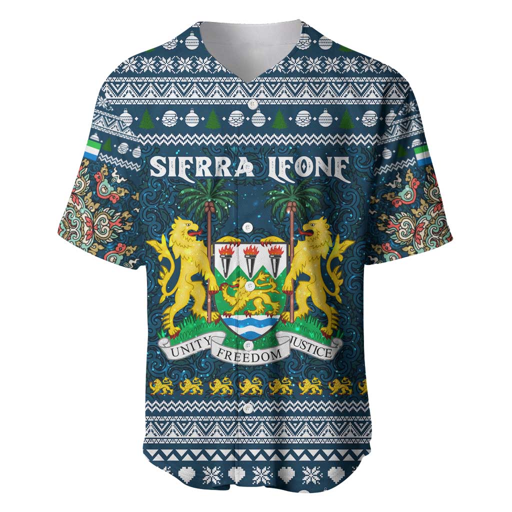 Sierra Leone Christmas Baseball Jersey Ornamental Coat of Arms and Festive Motif - African Pride