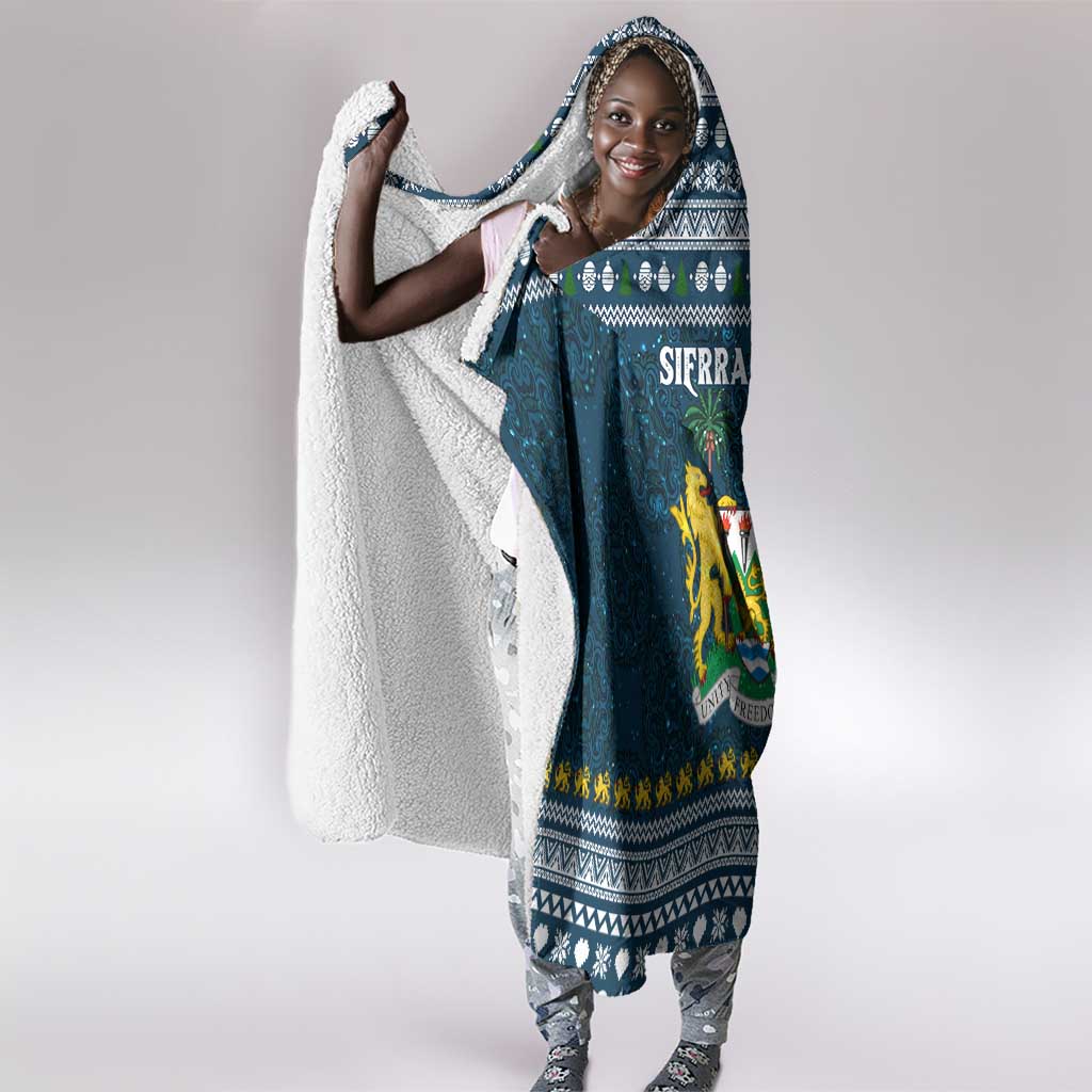 Sierra Leone Christmas Hooded Blanket Ornamental Coat of Arms and Festive Motif - African Pride