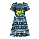 Sierra Leone Christmas Kid Short Sleeve Dress Ornamental Coat of Arms and Festive Motif - African Pride