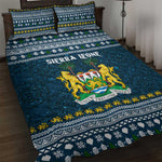 Sierra Leone Christmas Quilt Bed Set Ornamental Coat of Arms and Festive Motif - African Pride
