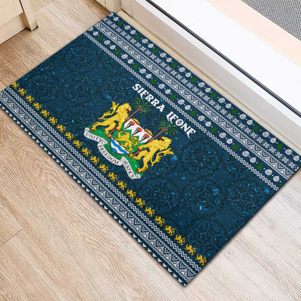 Sierra Leone Christmas Rubber Doormat Ornamental Coat of Arms and Festive Motif - African Pride