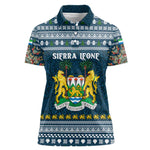 Sierra Leone Christmas Women Polo Shirt Ornamental Coat of Arms and Festive Motif - African Pride