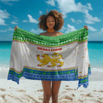 Sierra Leone Christmas Sarong Festive Pattern Golden Lion Emblem and Santa Sleigh - African Pride