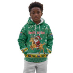 South Africa Christmas Kid Hoodie Santa Reindeer and Africa Map - African Pride