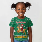 South Africa Christmas Kid T shirt Santa Reindeer and Africa Map - African Pride