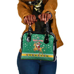 South Africa Christmas Shoulder Handbag Santa Reindeer and Africa Map - African Pride