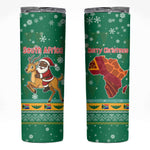 South Africa Christmas Skinny Tumbler Santa Reindeer and Africa Map - African Pride