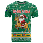 South Africa Christmas T shirt Santa Reindeer and Africa Map - African Pride