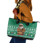 South Africa Christmas Leather Tote Bag Christmas Santa Claus Tattoo - African Pride