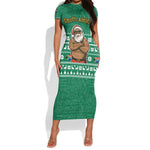South Africa Christmas Short Sleeve Bodycon Dress Christmas Santa Claus Tattoo - African Pride