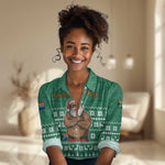 South Africa Christmas Women Casual Shirt Christmas Santa Claus Tattoo - African Pride
