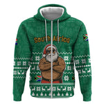 South Africa Christmas Zip Hoodie Christmas Santa Claus Tattoo - African Pride
