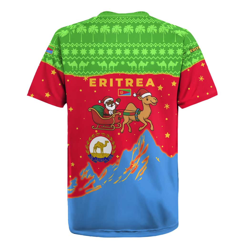 Eritrea Christmas Rugby Jersey Santa Claus Camel Sleigh National Emblem - African Pride